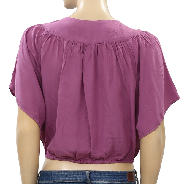Urban Outfitters Kendra Surplice Cropped Blouse Top
