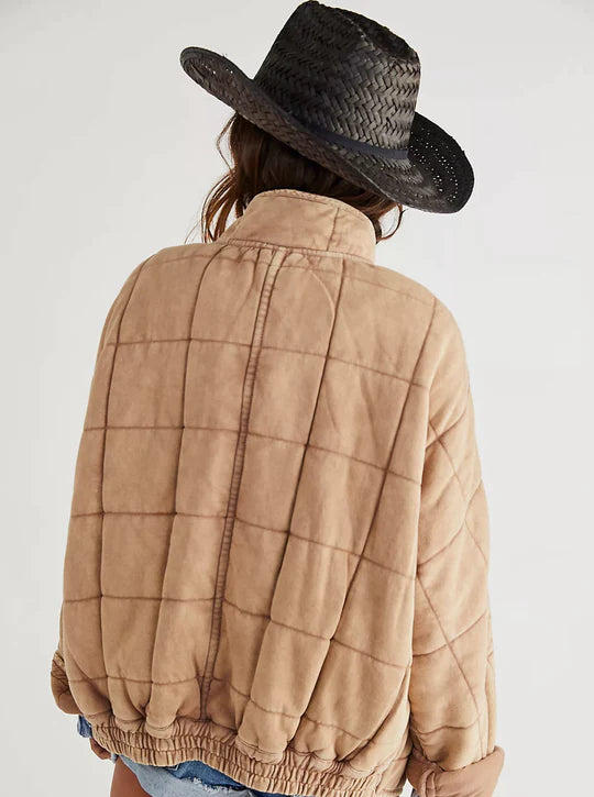 Dolman quilted knit jacket gold light cheap