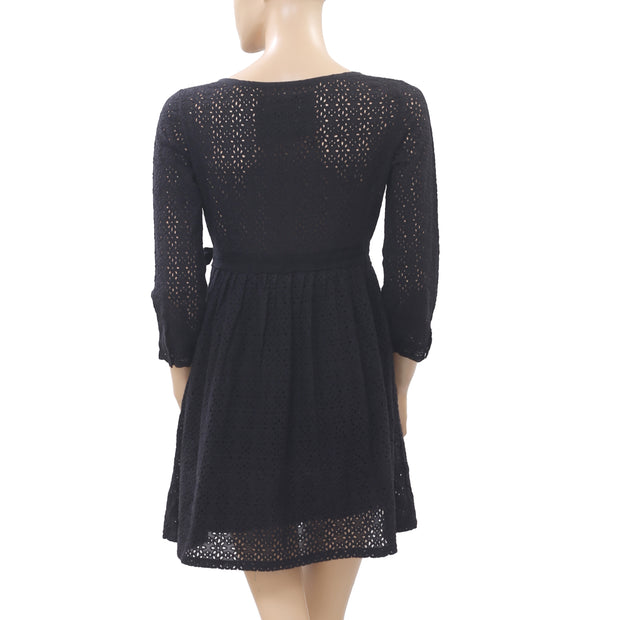 Odd Molly Anthropologie Eyelet Embroidered Wrap Mini Dress XS