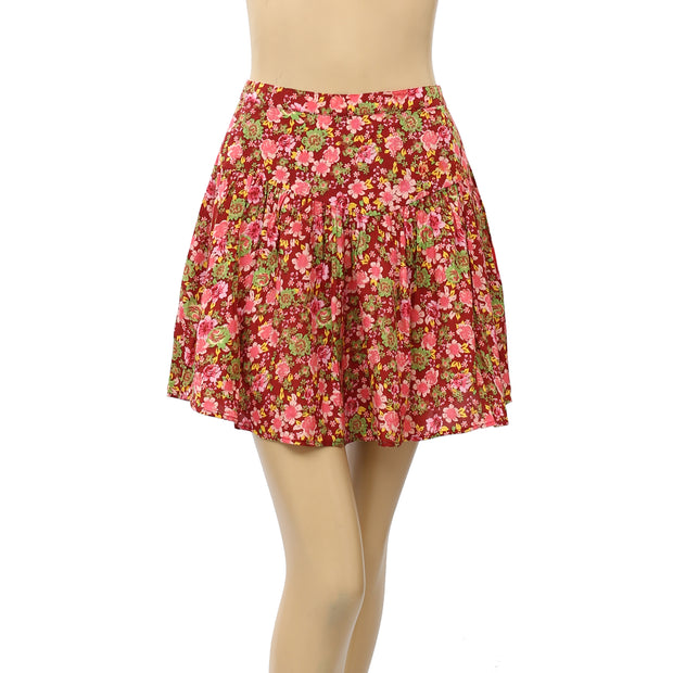 Free People Floral Printed High Waisted Mini Skirt XS