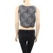 Joie Mintelle Jacquard Caviar Black Crop Top  S