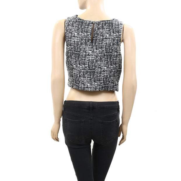 Joie Mintelle Jacquard Caviar Black Crop Top  S
