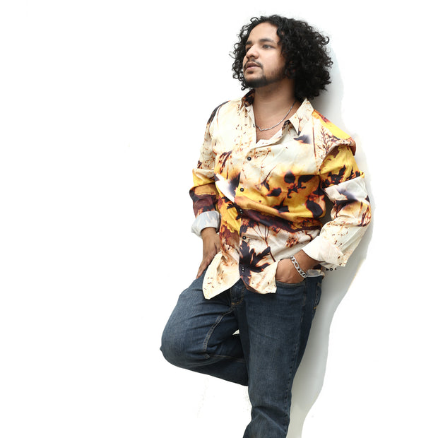 ASOS DESIGN Men's LONGLINE FIT SATIN SHIRT L