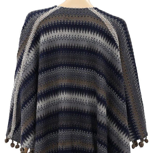 Free People Embroidered Poncho Kaftan Top M/L