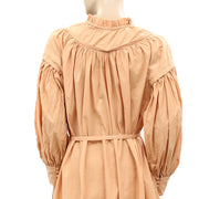 Ulla Johnson Solid Cotton Ruffle Mini Dress M