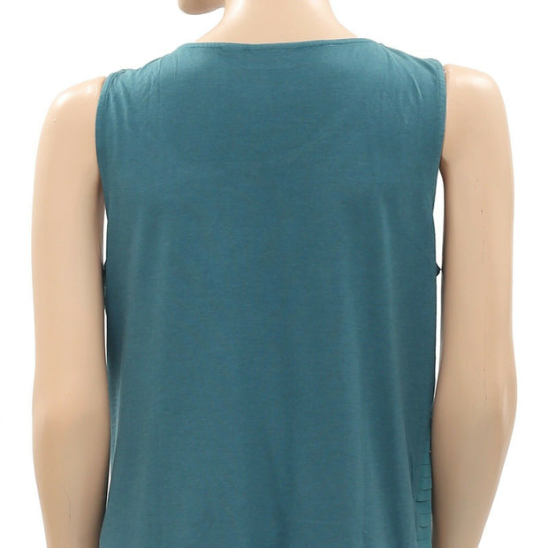 Chico's Pleated Green Tank Blouse Top M