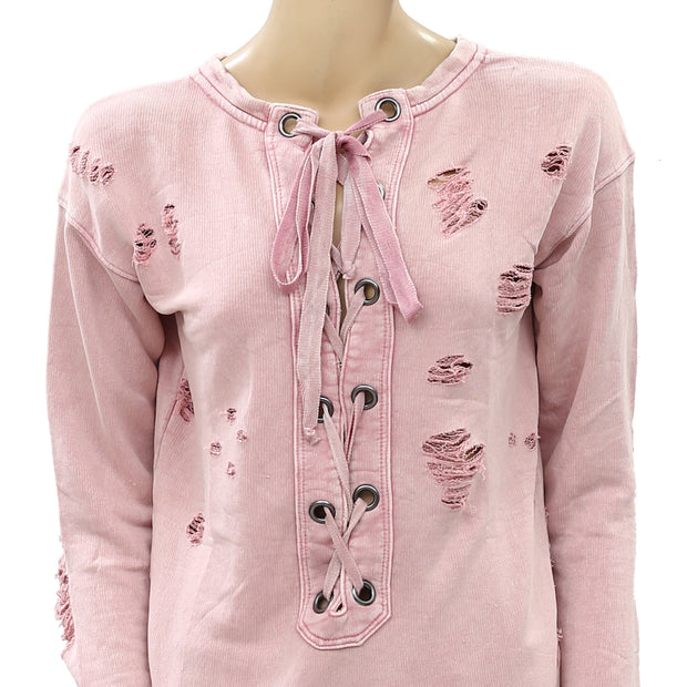 Free People We The Free Ribbed Pullover Top S