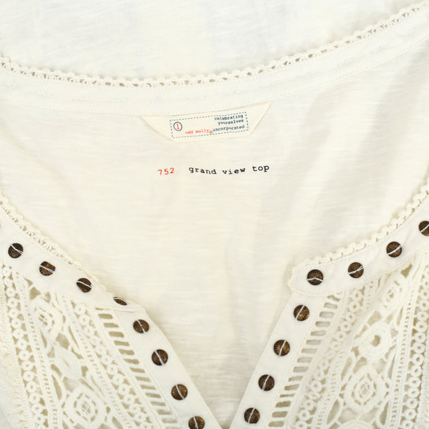 Odd Molly Anthropologie Metallic Studded Blouse Top S-1