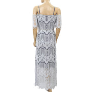 Anthropologie Lace Cold Shoulder Maxi Dress XS
