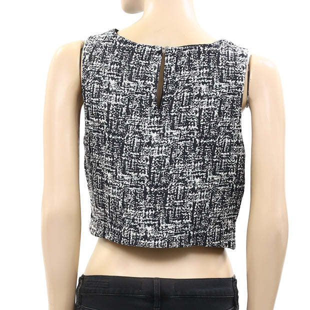 Joie Mintelle Jacquard Caviar Black Crop Top  S