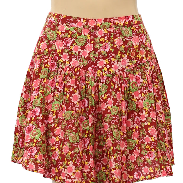 Free People Floral Printed High Waisted Mini Skirt XS