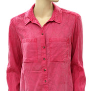 Maeve Anthropologie Hot Pink Buttondown Shirt Tunic Top