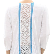 Anthropologie 装饰白色衬衫上衣 M