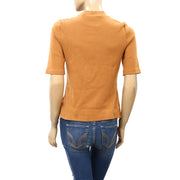 Maeve Anthropologie 小高领罗纹短款衬衫上衣 M