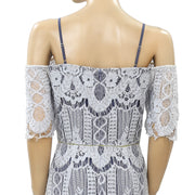 Anthropologie Lace Cold Shoulder Maxi Dress XS