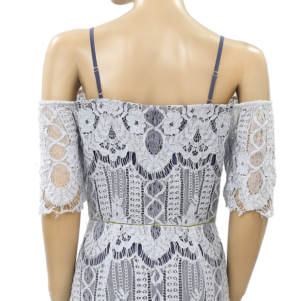 Anthropologie Lace Cold Shoulder Maxi Dress XS