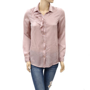 Diesel Solid Ruffle Taupe Shirt Tunic Top