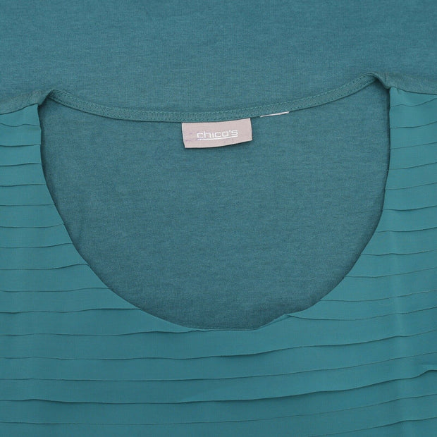 Chico's Pleated Green Tank Blouse Top M