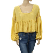 Urban Outfitters Striped Lace Peplum Blouse Top