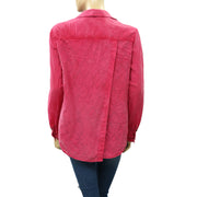 Maeve Anthropologie Hot Pink Buttondown Shirt Tunic Top