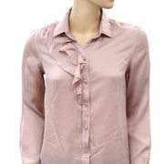 Diesel Solid Ruffle Taupe Shirt Tunic Top