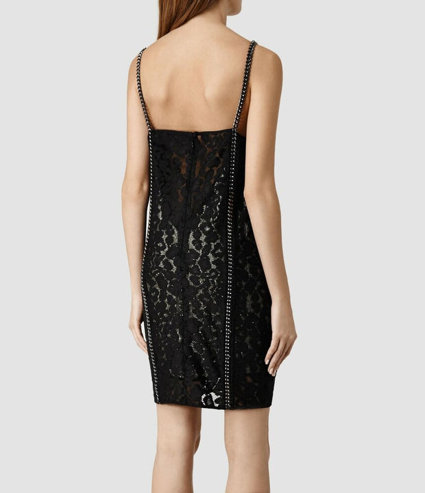 All Saints Asha Chain Black Mini Dress XS