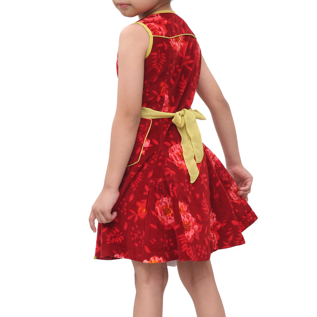 Bonpoint Kids Girl Velvet Red Wrap Mini Dress 10 Years