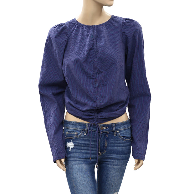 Free People Tie Back Poplin Blouse Top L