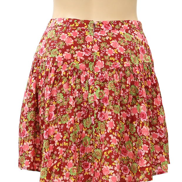 Free People Floral Printed High Waisted Mini Skirt XS