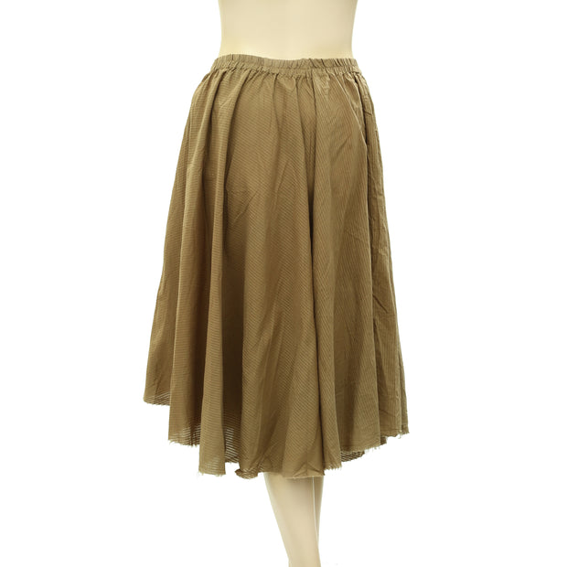 Ewa I Walla Lagenlook Striped Brown Midi Skirt