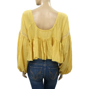 Urban Outfitters Striped Lace Peplum Blouse Top