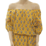 Rhode Resort Frida Off The Shoulder Yellow Midi Dress
