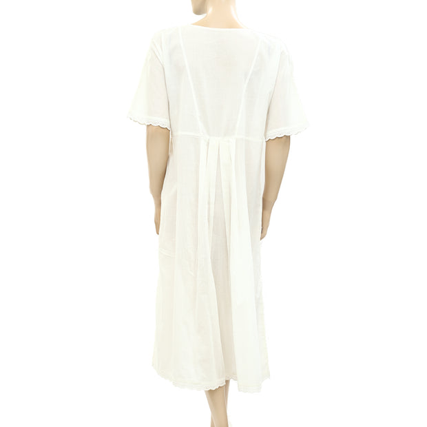 Sezane Floral Embroidered Ivory Midi Dress M