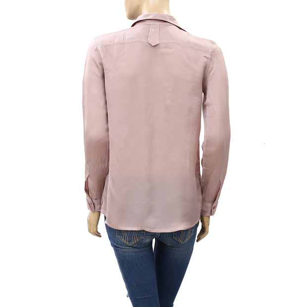 Diesel Solid Ruffle Taupe Shirt Tunic Top