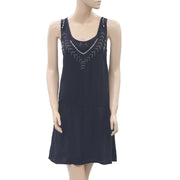 Berenice Shimmer Embroidered Tunic Mini Dress S