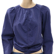 Free People Tie Back Poplin Blouse Top L