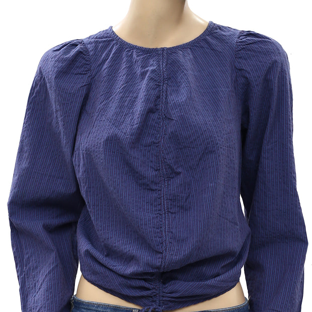 Free People Tie Back Poplin Blouse Top L