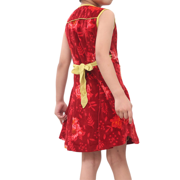 Bonpoint Kids Girl Velvet Red Wrap Mini Dress 10 Years