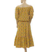 Rhode Resort Frida Off The Shoulder Yellow Midi Dress
