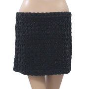 Anthropologie Crochet Beaded Black Mini Skirt M