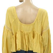 Urban Outfitters Striped Lace Peplum Blouse Top