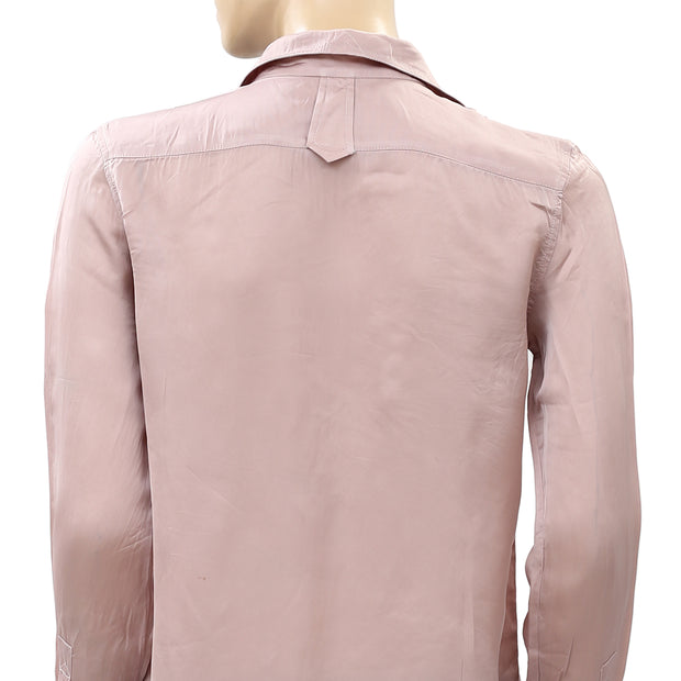 Diesel Solid Ruffle Taupe Shirt Tunic Top