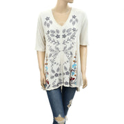 Monroe And Main Aria Floral Embroidered Tunic Top