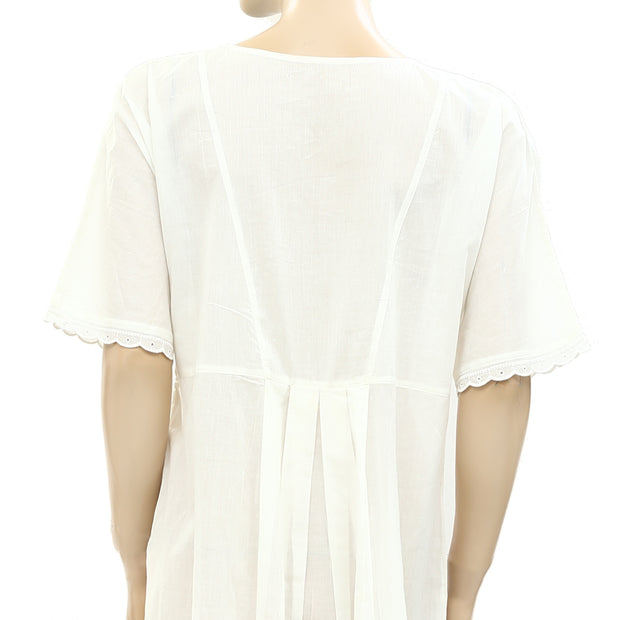 Sezane Floral Embroidered Ivory Midi Dress M
