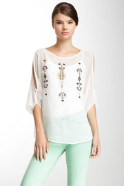 Dex Floral Embroidered Kimono Tunic Top XS