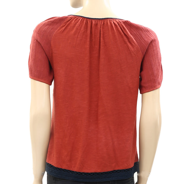Lucky Brand 刺绣铁锈衬衫上衣 XS