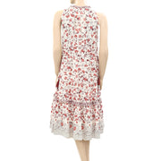 Ulla Johnson Floral Printed Ruffled Tiered Stripe Midi Dress