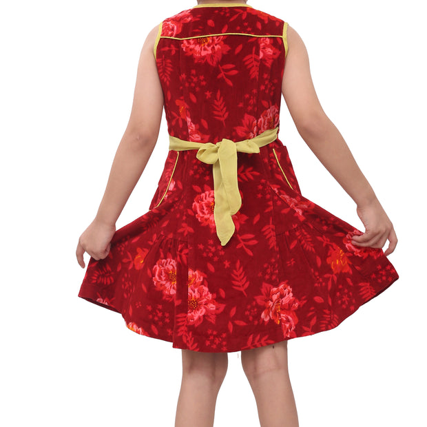 Bonpoint Kids Girl Velvet Red Wrap Mini Dress 10 Years