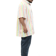Asos Design Men's Pastel Stripe Linen Shirt 3XL