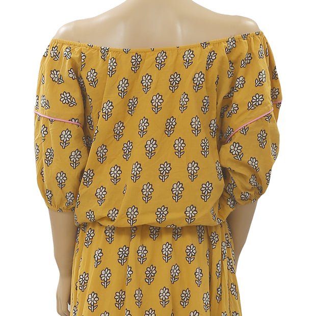 Rhode Resort Frida Off The Shoulder Yellow Midi Dress